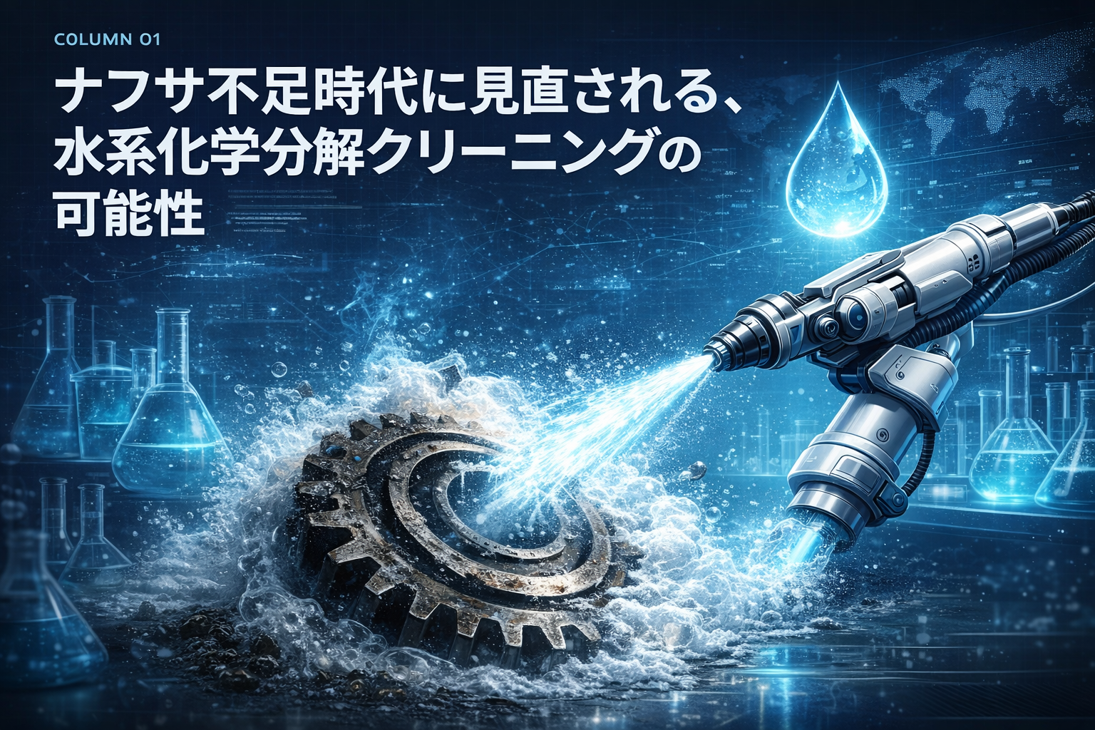 水系化学分解クリーニングの可能性を表現したイメージビジュアル